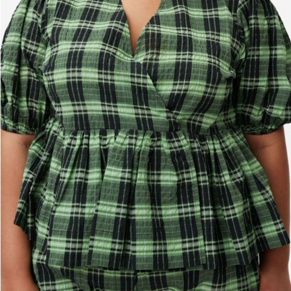 GANNI plaid-check peplum blouse - Picture 2 of 6